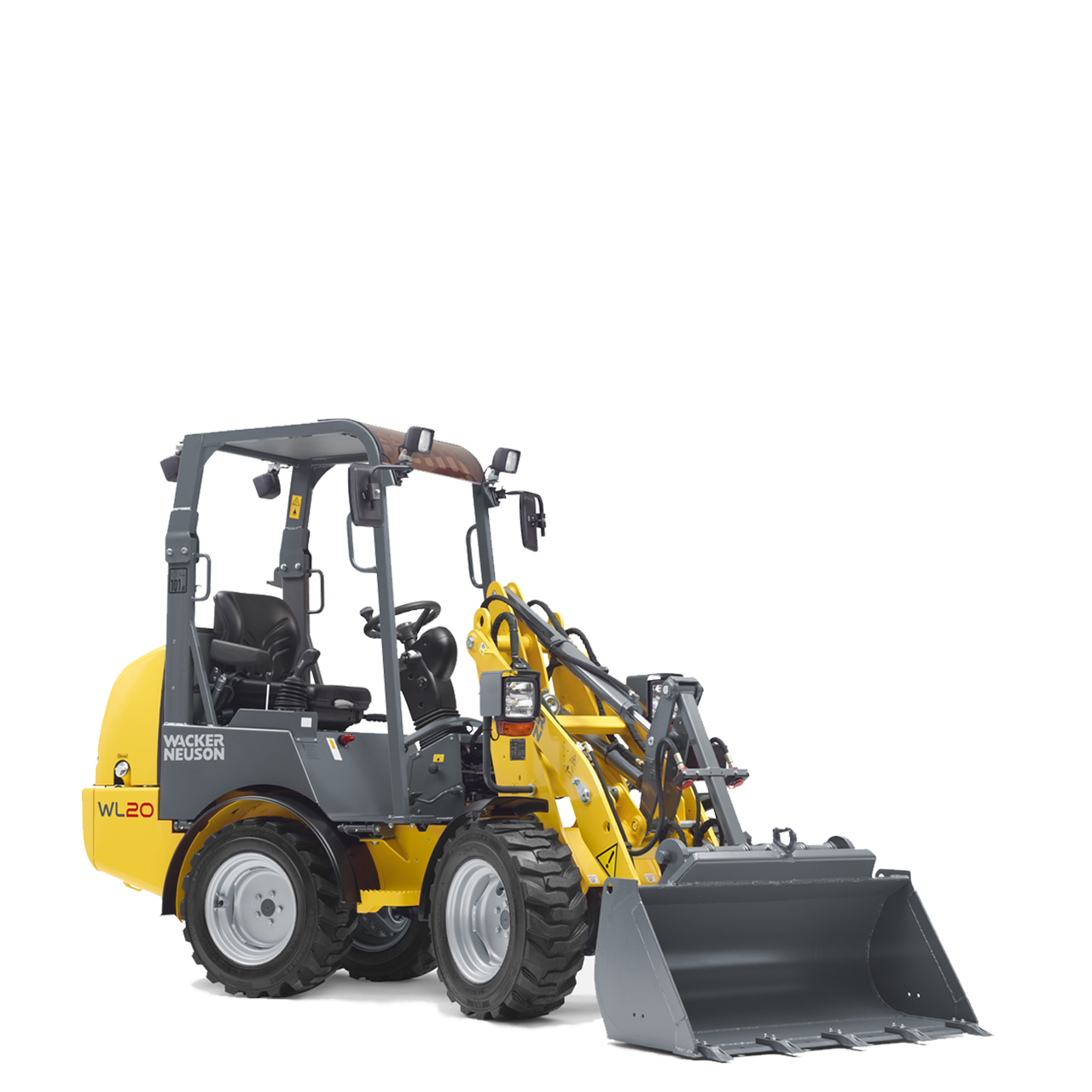 Wacker Neuson wheel loader WL20 with light material bucket, studio